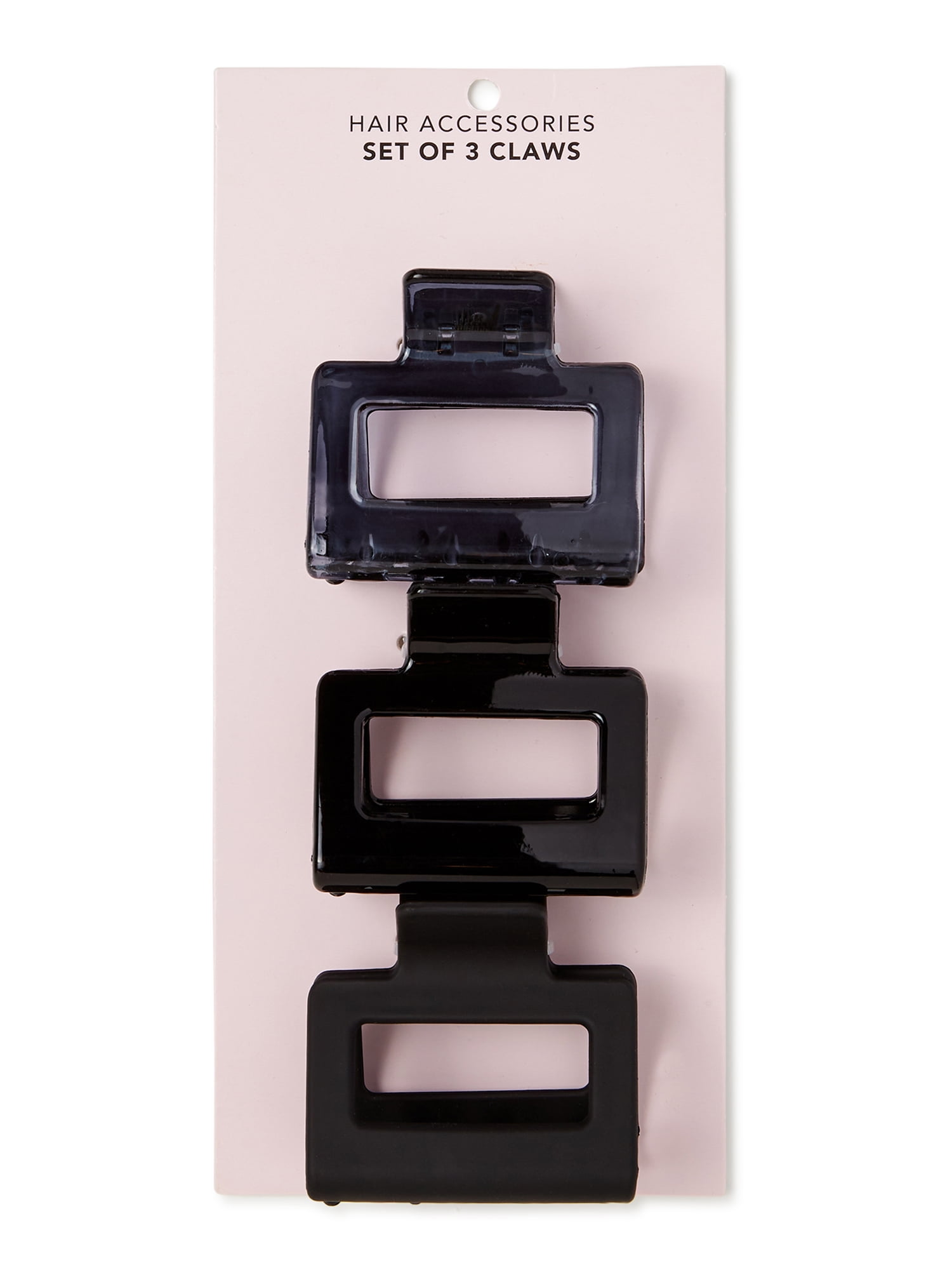 No Boundaries Square Claw Hair Clips, 3Pack