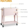 thumbnail image 6 of 80 Quart Outdoor Cooler Cart Rolling Ice Chest Cooler Cart, Portable Patio Cooler with Bottle Opener, Handles and Drainage, Standing Cooler for Patio Party, BBQ and Camping, Pink, 6 of 9