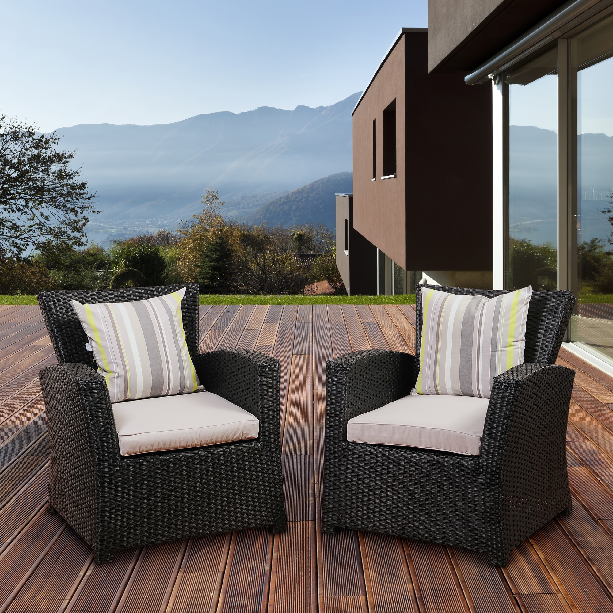 Outdoor Living and Style 2-Piece Black Staffordshire Wicker Outdoor Patio Arm Chair Set 32" - Gray - image 5 of 5