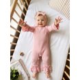 thumbnail image 5 of Cenuakty Baby Girls Fall Outfits Cute Solid Color Long Sleeve Romper and Headband, 5 of 9