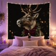 thumbnail image 2 of Reindeer Portrait With Red Bow and Pine Warm Photographic Style for Reindeer Lovers Winter Wall Decor Christmas Gift Tapestry Wall Hanging for Bedroom and Living Room, 2 of 7
