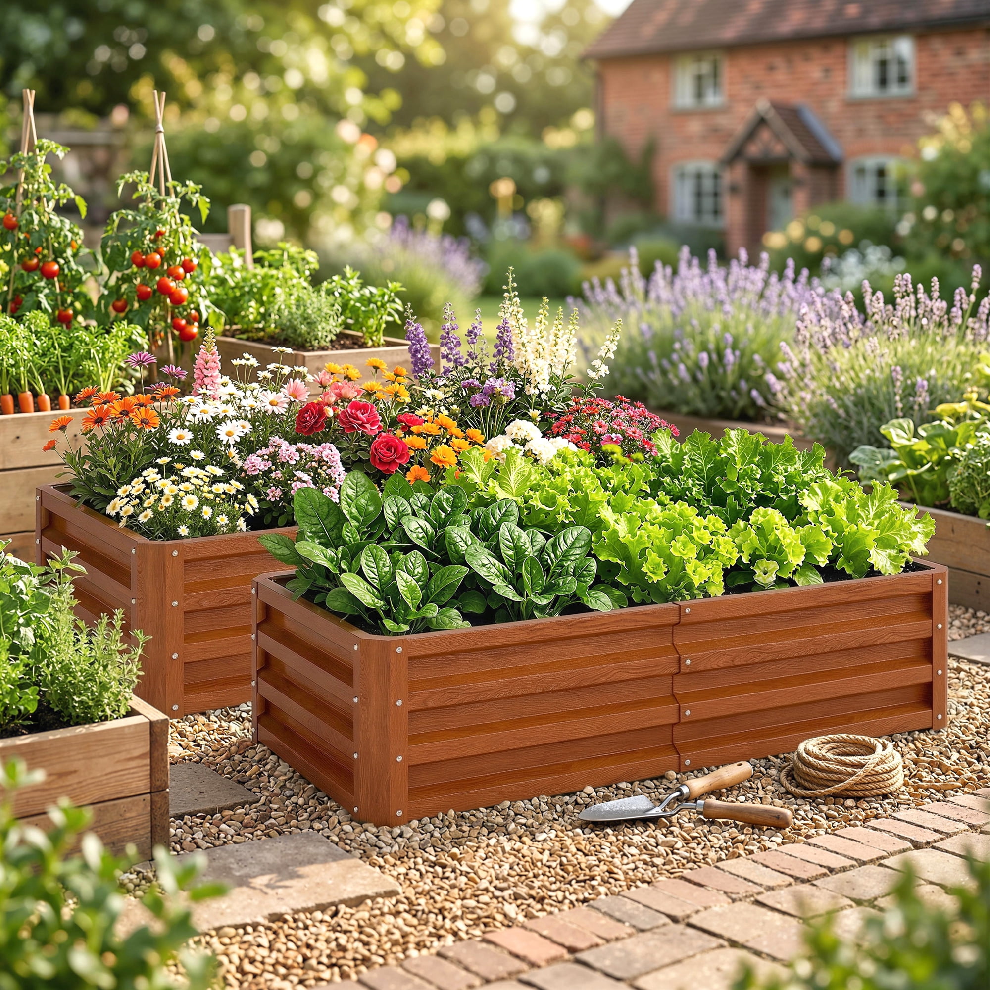 Outsunny 4' x 2' x 1' Galvanized Raised Garden Bed Planter Raised Bed with Steel Frame for Vegetables, Flowers, Plants and Herbs, Brown