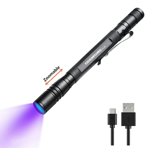 Linterna UV COSMOING, lápiz de luz negra de 395 nm con 150 lm