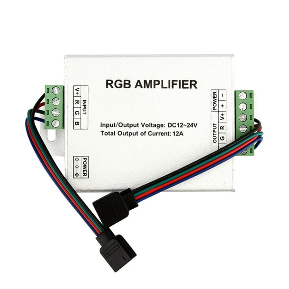 SUPERNIGHT RGB Signal Amplifier Repeater for 10m / 32.8ft 4 Pin RBG 5050 3528 LED Strip Lights , 12V to 24V 12A DC
