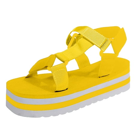 

Womens Casual Color Blocking Hook&Loop Square Toe Platform Sandals Summer Open Toe Slide Sandals Comfortable Flats Flip-Flops Sandal Casual Platforms Wedge Sandals Boho Dressy Heeled Sandals A39572