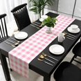 thumbnail image 3 of Pink Checkered Table Runner 72 Inches Long, Pink White Buffalo Plaid Kitchen Coffee Dining Table Decoration for Home Party Birthday Wedding Home Decor 18x72 Inches, 3 of 8