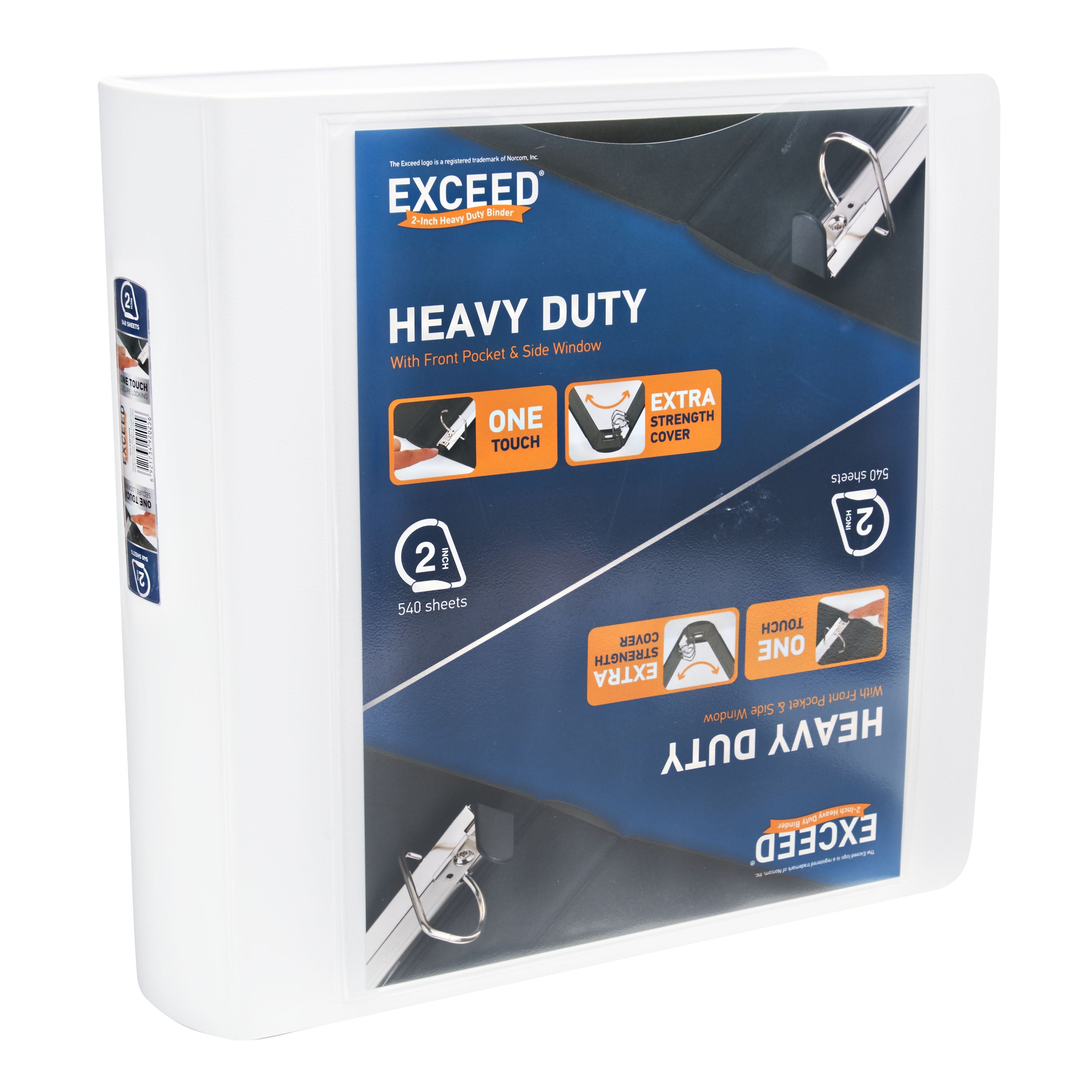 Exceed 3Ring Heavy Duty Binder, 2” White, Slant Ring