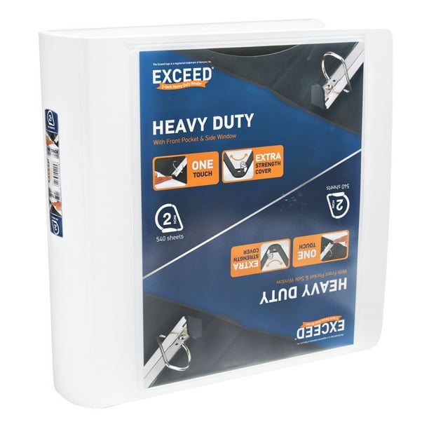Exceed 3Ring Heavy Duty Binder, 2 inch Binder Ring Size, Slant D Ring, White