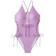 thumbnail image 1 of Trajes de baño de una pieza para mujer, bikinis sin espalda con tirantes ajustables a la moda de color sólido para mujer, traje de baño para mujer, 1 of 5