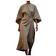 thumbnail image 1 of 2025 Vestido elegante de color liso para mujer con cintura alta, mangas murciélago, estilo informal, mezcla de poliéster, vestido de fiesta para todas las estaciones, 1 of 4