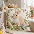 thumbnail image 4 of QuanTara Embroidered Easter 'Good Things' Pillow Cover 18x18in, Soft Short Lint Decorative Throw Pillow Case for Sofa, Bed, Living Room, 4 of 6