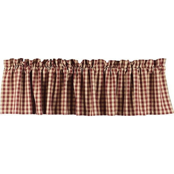Heritage House Check Barn Red and Nutmeg 72" x 15.5" Lined Cotton Valance by Raghu