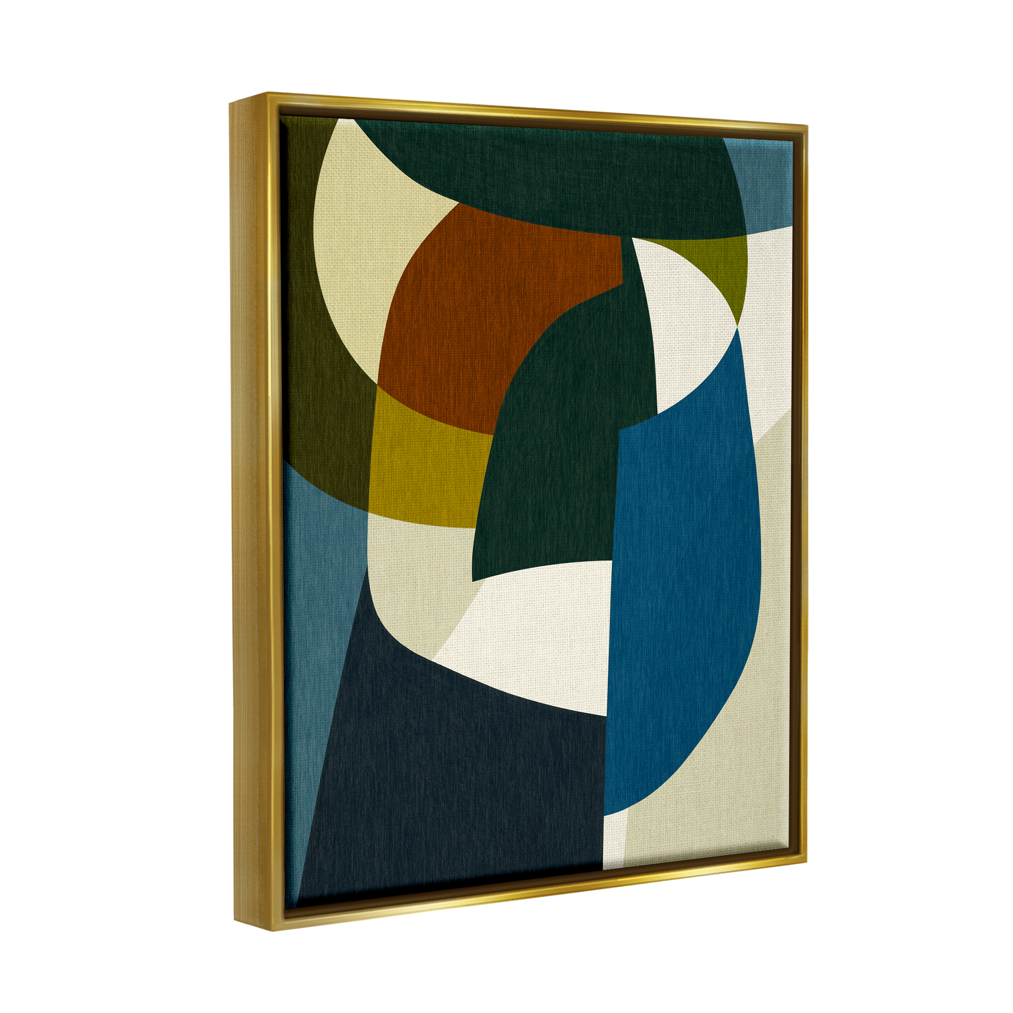 Stupell Industries Asymmetrical Geometric Shapes Abstract Painting Gold Floater Framed Canvas Art Print Wall Art, 17 x 21