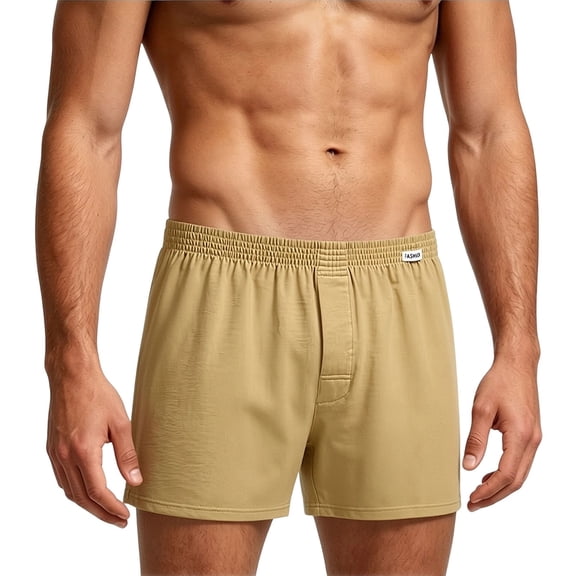 KEGIRLOM Boxer Shorts for Mens Quick Dry Workout Gym Running Short Stretch Lounge Sleep Bottoms Plus Size Cotton Undershorts Khaki XL
