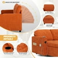 thumbnail image 3 of ACMEASE 84" Chenille Sectional Sleeper Sofa w/Adjustable Backrests, Pull Out Sofa Bed w/USB Charger Port& Reversible Storage Chaise, Convertible L-Shaped Sofa with Cup Holders for Living Room,Orange, 3 of 7