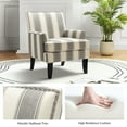thumbnail image 4 of Upholstery Accent Chair Armchair Sofa Couch Wood Black Legs Nailhead Trim Home Living Room Bedroom Adult Strip White Grey, 4 of 6
