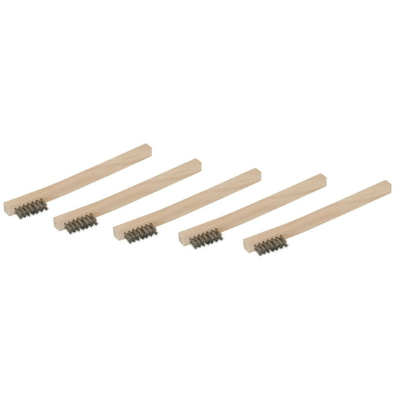STEELMAN 99089 Stainless Steel 1200 Bristle Count Wire Brush Wood Handle, 5 pack