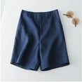 thumbnail image 4 of Lroveb Linen Shorts for Women, Cotton Casual Trousers Thin Elastic High Waist Womens Shorts Dark Blue, 4 of 4