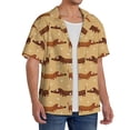 thumbnail image 2 of Balery Dachshund Dog Puppy Camisa Casual de Manga Corta con Botones para Hombre, Texturizada, Estilo Cubano, para Playa, Verano-Medium, 2 of 5