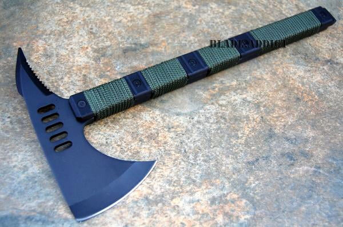 Bone Edge Hunting Axe Hatchet Fixed Blade Knife with Nylon Sheath, 3CR13 Stainless Steel, 14"