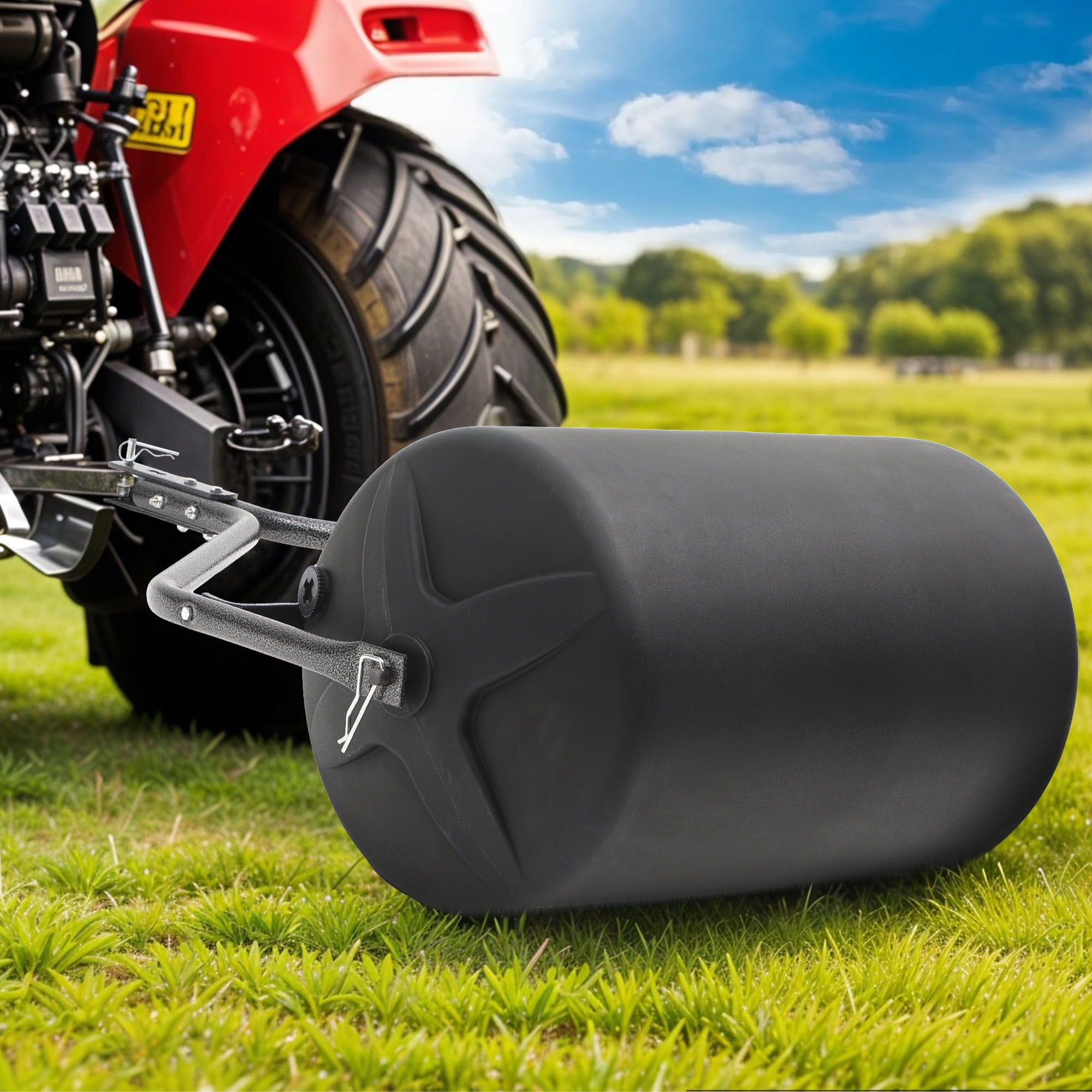 Uforic 18 x 24 Inch Poly Lawn Roller with Threaded Fill Plug, 270 lb Max Capacity Push and Tow Roller, Heavy Duty Rust-Proof Poly Drum for Lawns, Ball Fields, Garden Tractors, ATV and UTV