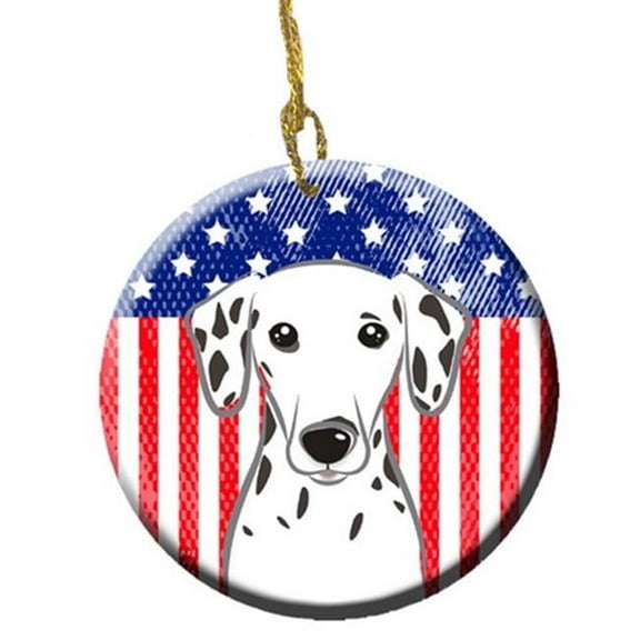 American Flag and Dalmatian Ceramic Ornament