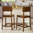 thumbnail image 2 of Pemberly Row Tabouret de Comptoir Minimaliste en Bois Massif 2 Pcs - Ensemble de 2 - Noyer, 2 of 15