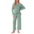 thumbnail image 2 of INSPIRE CHIC Womens Lounge Sets Long Sleeve and Pants Jogger Sets 2 Piece Pjs Loose Sleepwear Loungewear L Green, 2 of 6