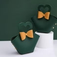 thumbnail image 4 of qczoyp 10 Pack Mini PU Leather Bowknot Gift Bags: Reusable Mini Handbag Gift Boxes with Heart-shape Handle, Party Favor Bags for Weddings, Baby Showers, Christmas, Halloween Party Decor (Green), 4 of 12