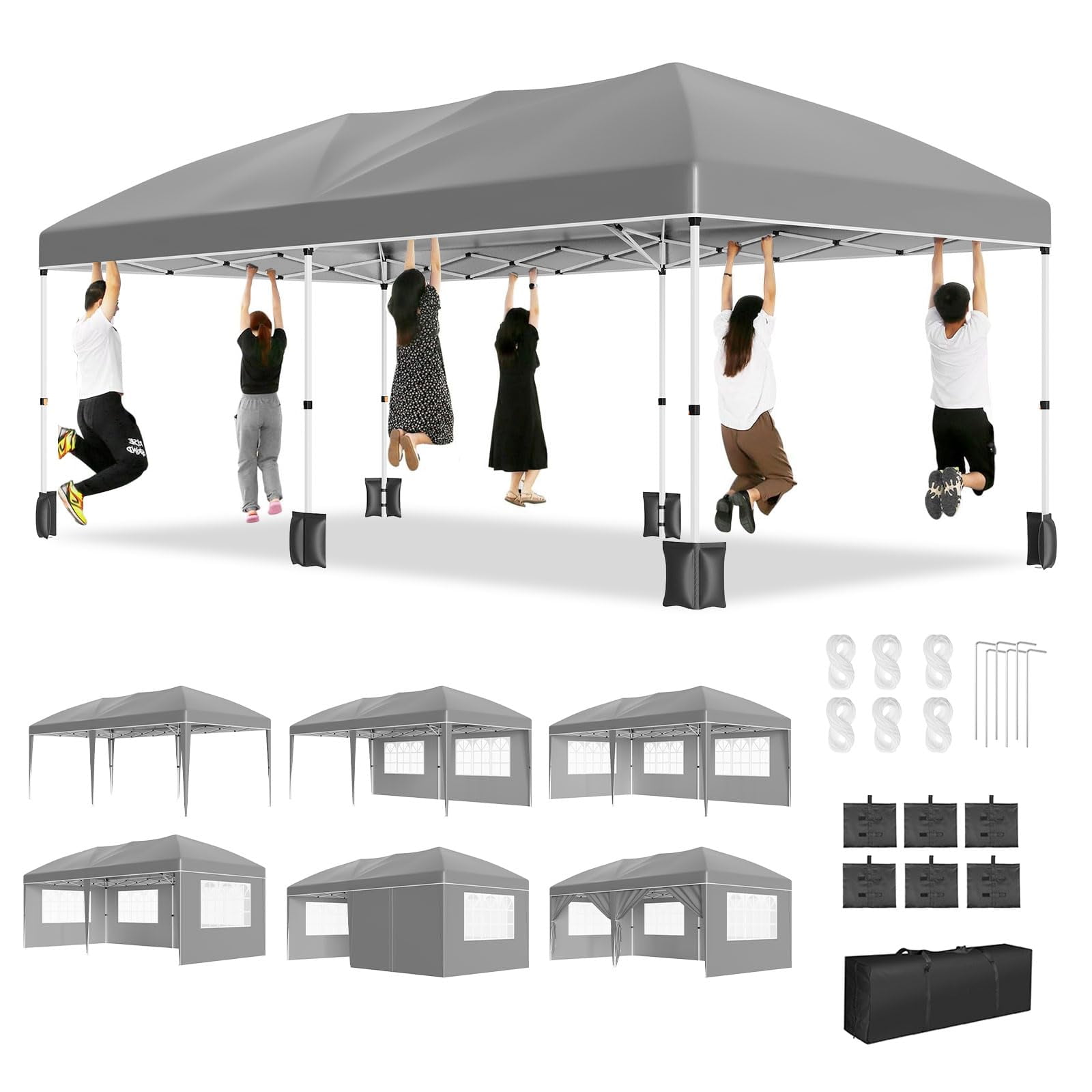 10x20Ft Pop Up Canopy Tent, Heavy Duty Party Tent with Removable Sidewalls & Storage Bag, Waterproof and UV Protection, Outdoor Canopy for Patio, Backyard, Commercial Event