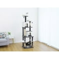 thumbnail image 4 of Home4Cat 74" 8-Level Cat Tree with Two Condos Hammock, Sisal Scratchers, Toys,Gray&white, 4 of 10