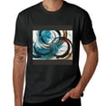 thumbnail image 2 of Abstract art painting, blue dreamy color graffiti, shirt design, artistic presentation, T-shirt gift casual breathable men, women, boys, girls, 2 of 4