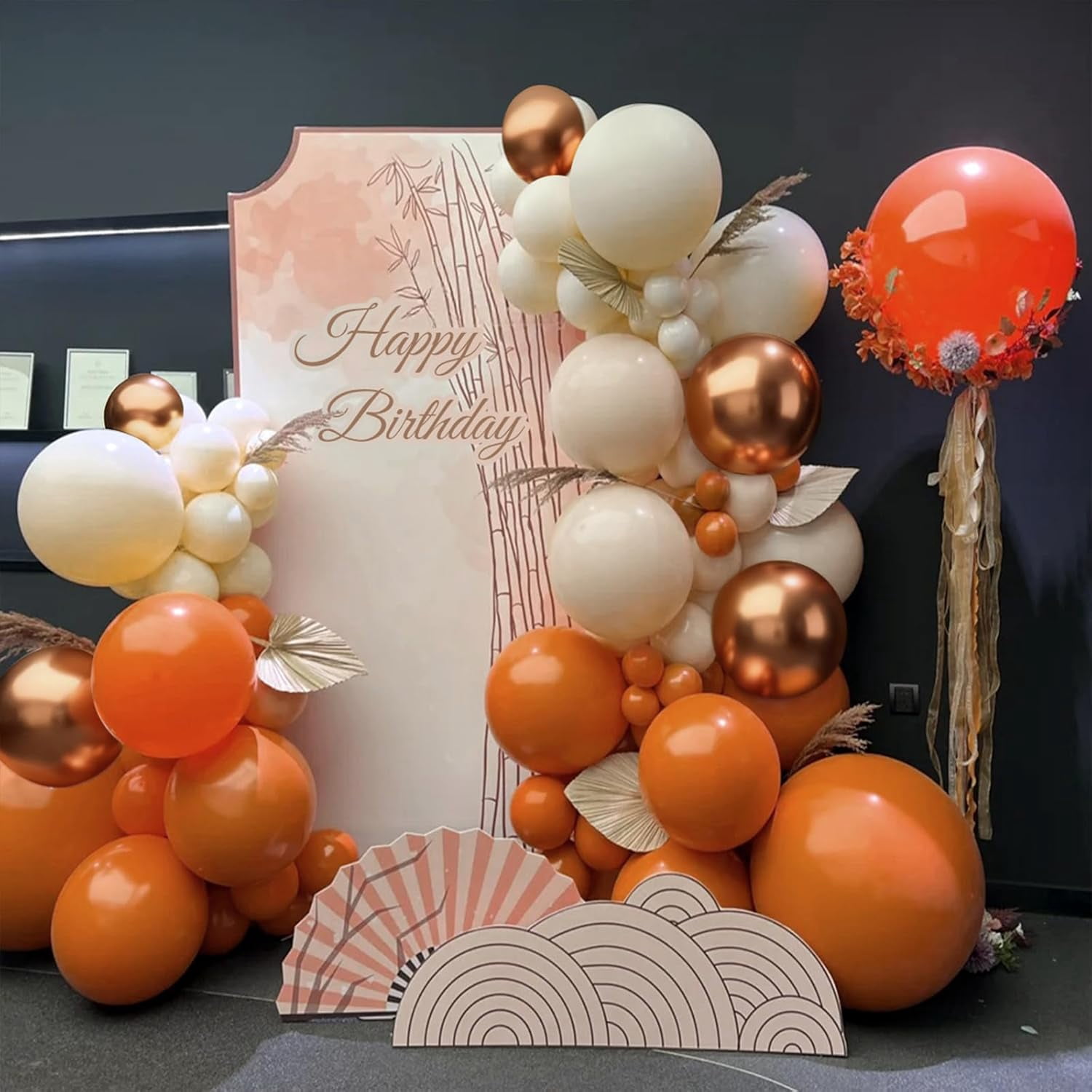 Burculy  BOrange White Gold Balloon Garland Arch Kit, 166Pcs Boho Fall Balloons for Birthday Autumn Thanksgiving Day Wedding Baby Shower Party Decorations