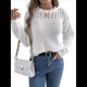 thumbnail image 1 of Suéter de Crochet Calado para Mujer, Jersey de Punto de Larga con Cuello Redondo, Camisa Informal de Otoño e Invierno. XL, 1 of 9