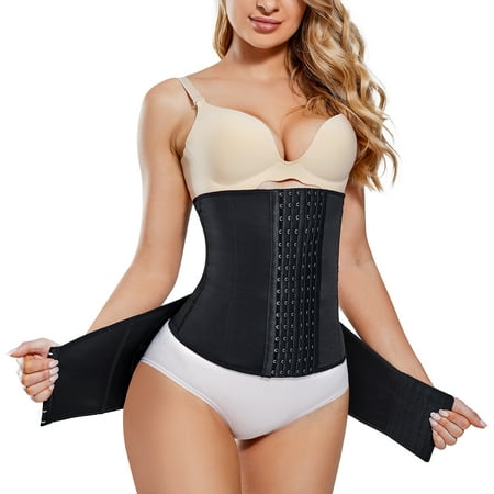 

Gotoly 2 in 1 Postpartum Belly Wrap Girdle Pelvis Belt Waist Trainer Tummy Control Shapewear for Women(Black Large)