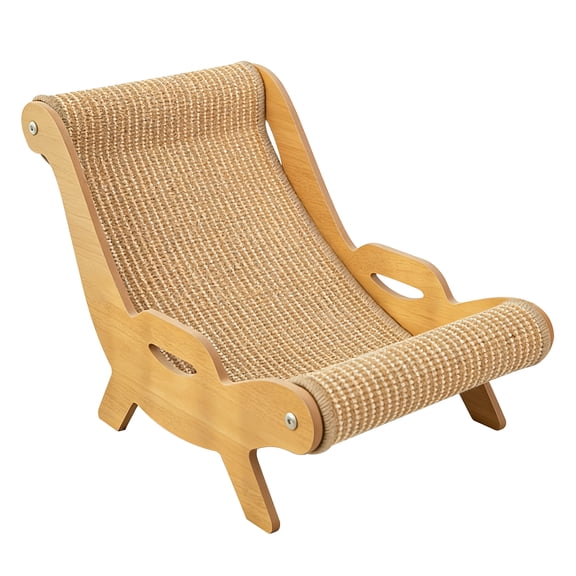 Cat Scratcher Lounge Chair, 2 in 1 Wooden Hammock Bed With Woven Scratching Surface for Kittens Dog