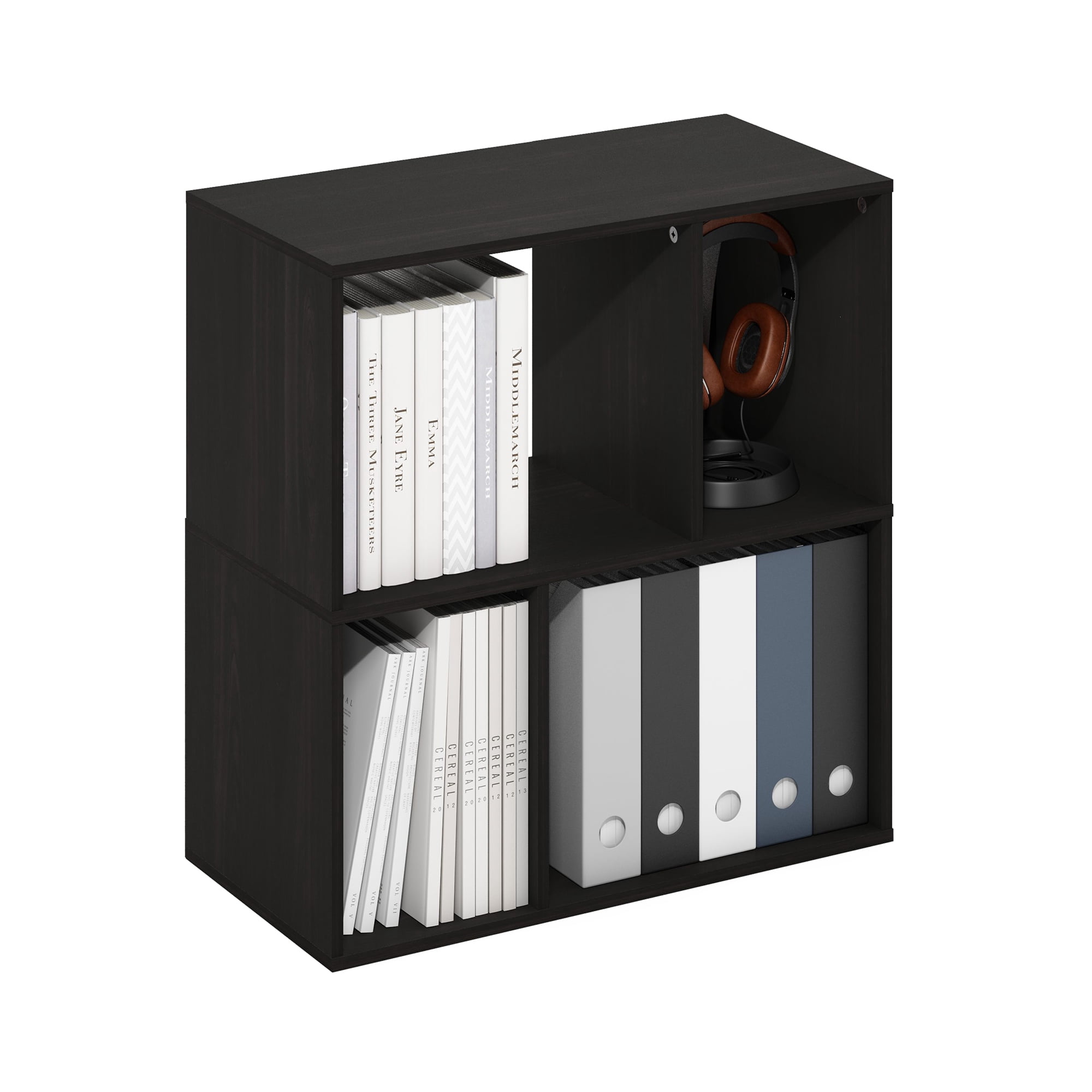 Furinno Daly 4-Cube Irregular Cubes Bookcase, Bookshelf, Storage Organizer, Espresso