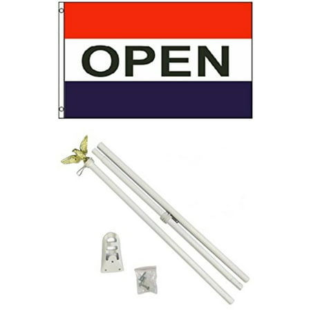 3x5 OPEN for Business Flag w/ 6' Outdoor Pole Kit, Light weight durable outdoor polyester flag providing great wind play. By Mission