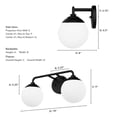 thumbnail image 3 of Hunter - Hepburn 2-light Matte Black, Medium Size Vanity Light, Dimmable, Modern Style, for Bedrooms, Dining, Living Rooms - 45220, 3 of 6