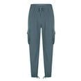 thumbnail image 3 of Viadha Mens Cargo Pants Elastic Waist Drawstring Stretch Loose Joggers Work Pants Solid Casual Outdoor Pants with Multi Pockets, 3 of 5