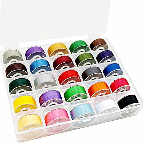 New Brothread 25pcs Assorted Colors 70D/2 (60WT) Prewound Bobbin Thread Plastic Size A SA156 for Embroidery and Sewing Machine DIY Embroidery Thread