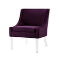 thumbnail image 2 of Lullede Purple Velvet Accent Chair - Upholstered Armless, Clear Acrylic Legs, Piping Stitch, 2 of 10