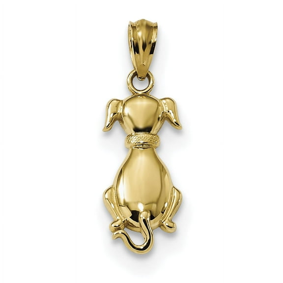 14k Yellow Gold Solid Polished Finish Concave Shape Sitting Dog Charm Pendant