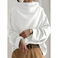 thumbnail image 6 of Womens Oversized Sweatshirts Stand Collar Pullover Long Sleeve Hoodies Tops Fall Fashion Outfits Clothes White XL, 6 of 9