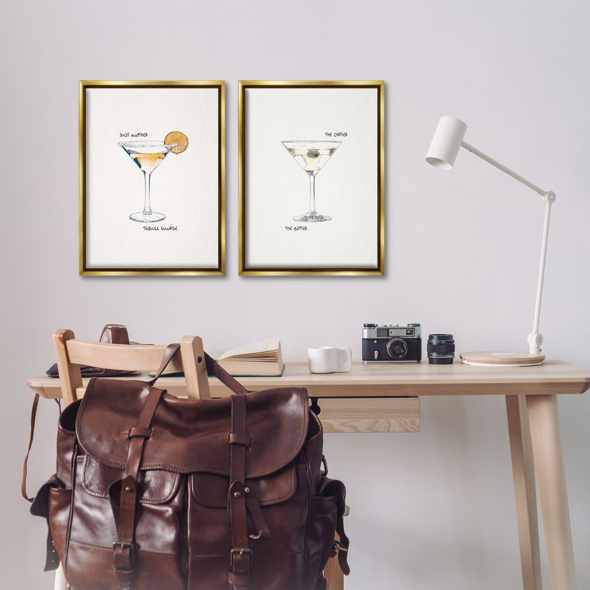 Stupell Industries Tequila Cocktails & Phrases Food & Beverage Painting Gold Floater Framed Canvas Art Print Wall Art, 17 x 25, Set of 2