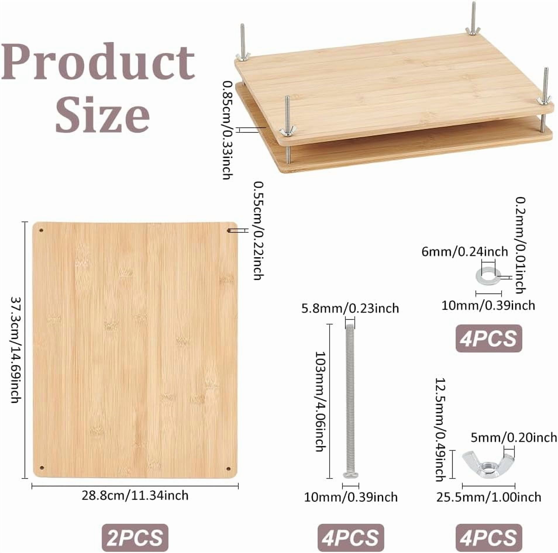 Wooden Book Press Bookbinding Brown Rectangle Bamboo Portable Book Press Bookbinding Tool Flat Paper Press Machine for Bookbinding Supplies DIY Handmade Paper Press 37.3x28.8x0.85cm Brown