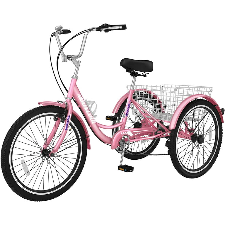 MOONCOOL Adult Tricycles 7 Speed, 16/20/24/26 inch 3 Wheel Bikes