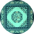 thumbnail image 1 of Ahgly Company Indoor Round Oriental Turquoise Blue Asian Inspired Area Rugs, 3' Round, 1 of 4