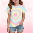 thumbnail image 2 of enyan Girls Tie Dye T Shirts Long Sleeve Love Graphic Tees Fall Cotton Tshirts Basic Tops 3-14 Years Dark Blue,6-7 Years, 2 of 5