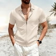 thumbnail image 2 of Men's Full Zip Polo Shirt Short Sleeve 3D Geometric Jacquard Lapel Collar Regular Fit Stretch Casual Business Tops for Daily Office Street Wear,3XL, 2 of 4